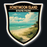 Honeymoon Island State Park Florida Travel Vintage Sticker<br><div class="desc">Honeymoon Island State Park vector artwork design. Part of a string of barrier islands sparkling in the Gulf of Mexico off Florida's West Coast.</div>