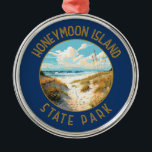 Honeymoon Island State Park Retro Distressed Metal Ornament<br><div class="desc">Honeymoon Island State Park vector artwork design. Part of a string of barrier islands sparkling in the Gulf of Mexico off Florida's West Coast.</div>