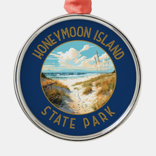 Honeymoon Island State Park Retro Distressed Metal Ornament (Front)