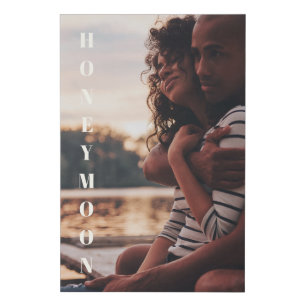 Honeymoon Lake Sunset Wedding Custom Photo Faux Canvas Print
