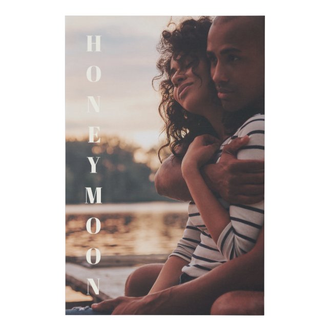 Honeymoon Lake Sunset Wedding Custom Photo Faux Canvas Print (Front)