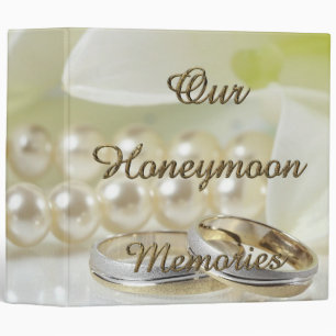 Honeymoon Memories Romantic Bridal Gold Typography Binder