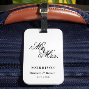 Honeymoon Minimalist Monogram Flemish Style Luggage Tag