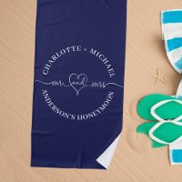 Honeymoon navy blue white Mr mrs newlyweds