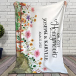 Honeymoon Personalized Blanket for the Newlyweds<br><div class="desc">Beautiful honeymoon personalized blanket had watercolor blush wildflower hill garden with bride's and groom's custom names on it.</div>