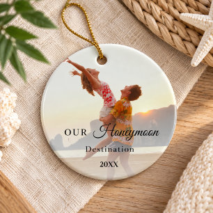 Honeymoon photo ceramic ornament