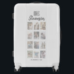 Honeymoon Photo Wedding Gift Luggage<br><div class="desc">Simple,  elegant,  honeymoon wedding gift for bride,  with collage of 12 pictures,  monogram - name,  wedding date and modern handwritten script. It is easy to replace the photos with your own!</div>