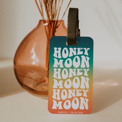 Honeymoon  Retro Newlywed Couple Custom  Luggage Tag