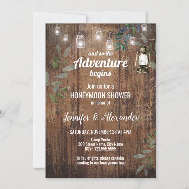 Honeymoon Shower Rustic Wedding Shower Invitation (Front)