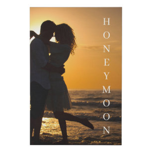 Honeymoon Sunset Wedding Custom Photo Faux Canvas Print