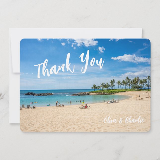 Honeymoon Thank You Postcard 5x7, Oahu Ko Olina (Front)