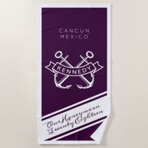 Honeymoon Vacation Destination, Year & Name Beach Towel