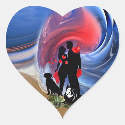 Honeymoon Valentine couple Heart Sticker