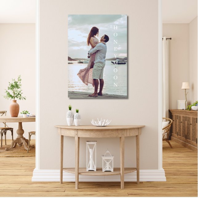 Honeymoon Wedding Custom Photo Faux Canvas Print (Honeymoon Wedding Photo Keepsake)