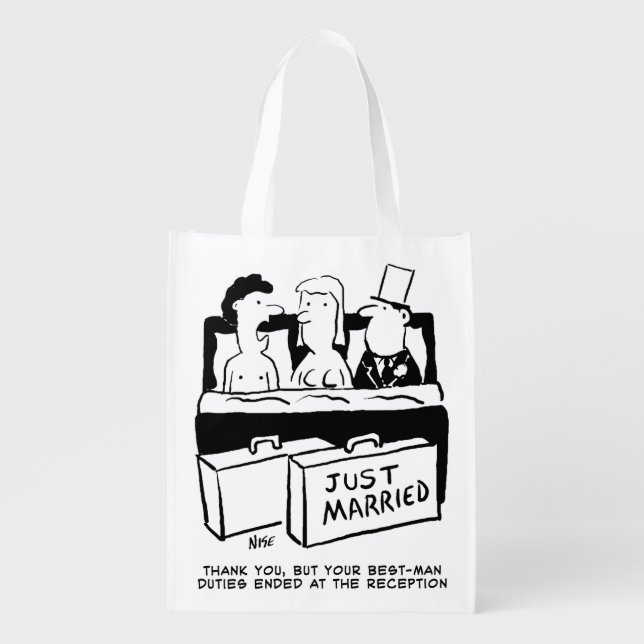 Honeymoon Wedding Night for Bride & Groom Grocery Bag (Front)