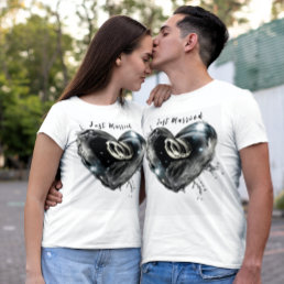 Honeymoon Wedding Rings Inside Heart Shaped T-Shirt