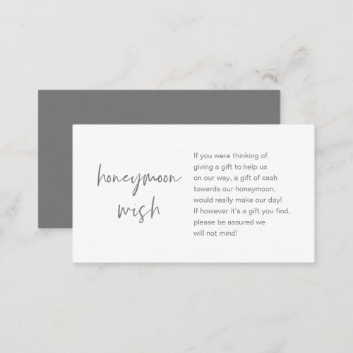 Honeymoon Wish and Fund Dark Grey Enclosure Card