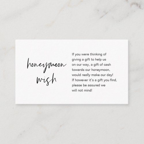 Honeymoon Wish and Fund Modern Script Enclosure Card