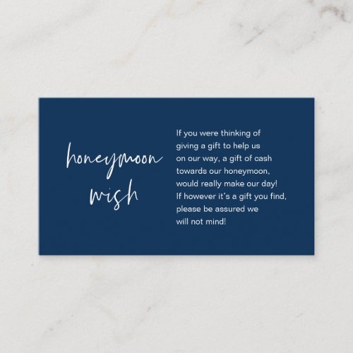 Honeymoon Wish and Fund Navy Blue Enclosure Card