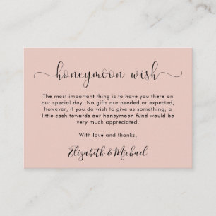 Honeymoon Wish Blush Wedding Enclosure Card