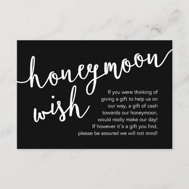 Honeymoon Wish Cash Fund, a note on gifts Enclosure Card (Front)