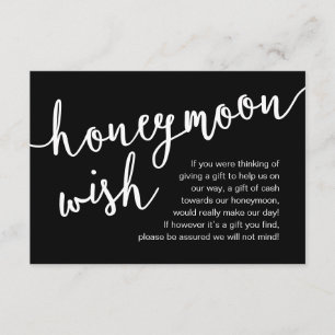 Honeymoon Wish Cash Fund, a note on gifts Enclosure Card