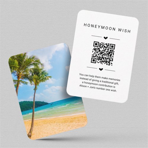 Honeymoon Wish  Fund Card w QR Code Insert