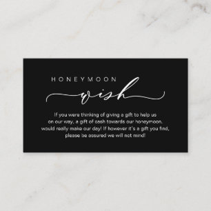 Honeymoon Wish, Fund, Classy Wedding Enclosure Card