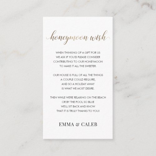 Honeymoon Wish Fund Enclosure Card