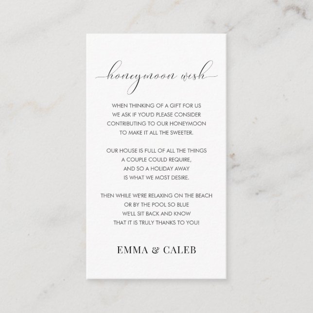 Honeymoon Wish Fund Enclosure Card (Front)