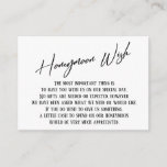 Honeymoon Wish Modern Handwriting Simple Wedding Enclosure Card<br><div class="desc">These simple, distinctive card inserts were designed to match other items in a growing event suite that features a modern casual handwriting font over a plain background you can change to any color you like. On the front side you read "Honeymoon Wish" in the featured type; on the back I've...</div>
