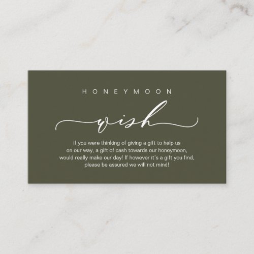 Honeymoon Wish Modern romantic design Enclosure Card