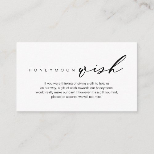 Honeymoon Wish Modern romantic design Enclosure Card