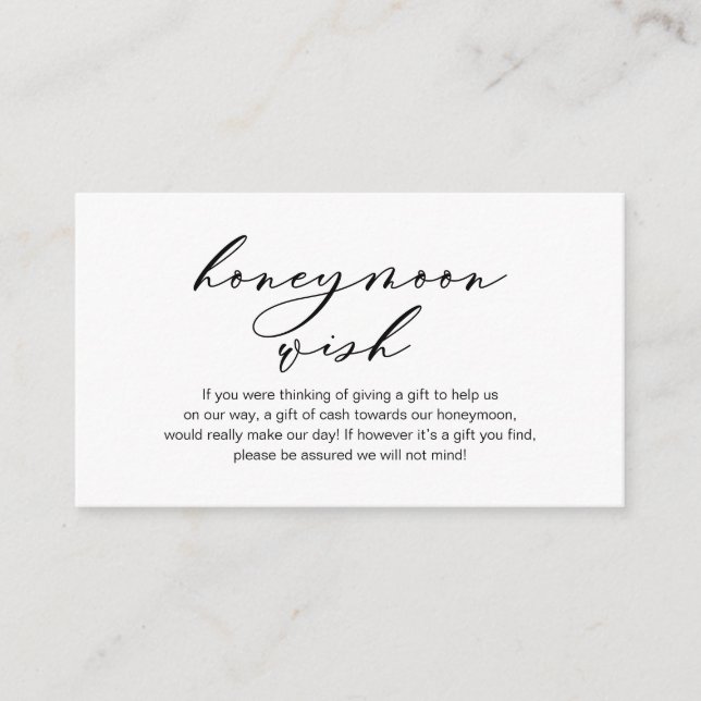 Honeymoon Wish, Modern romantic design Enclosure Card (Front)