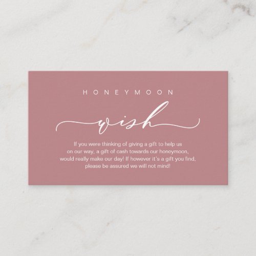 Honeymoon Wish Modern romantic design Enclosure Card