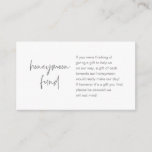 Honeymoon Wish or Fund, Dark Grey Enclosure Card<br><div class="desc">This is the Modern Dark Grey casual elegance ink,  Script minimalism,  typeface font,  Wedding Enclosure Card. You can change the font colours,  and add your wedding details in the matching font / lettering. #TeeshaDerrick</div>