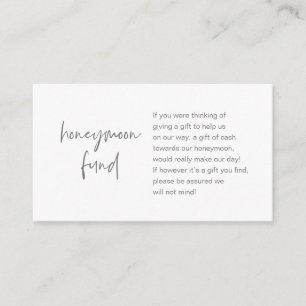 Honeymoon Wish or Fund, Dark Grey Enclosure Card