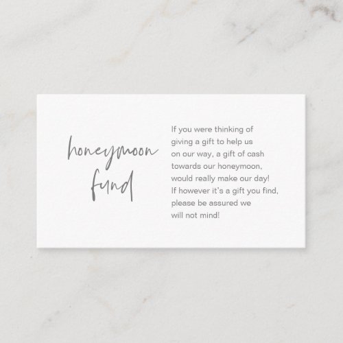 Honeymoon Wish or Fund Dark Grey Enclosure Card