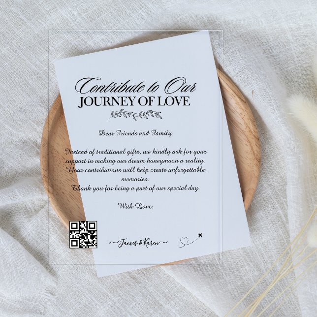 Honeymoon Wish Registry Qr Code Wedding Gift Acrylic Invitations (Honeymoon Wish Registry Qr Code Wedding Gift Acrylic Invitations)