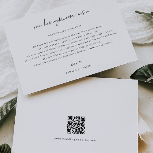 Honeymoon Wish Wedding Gift Request Enclosure Card
