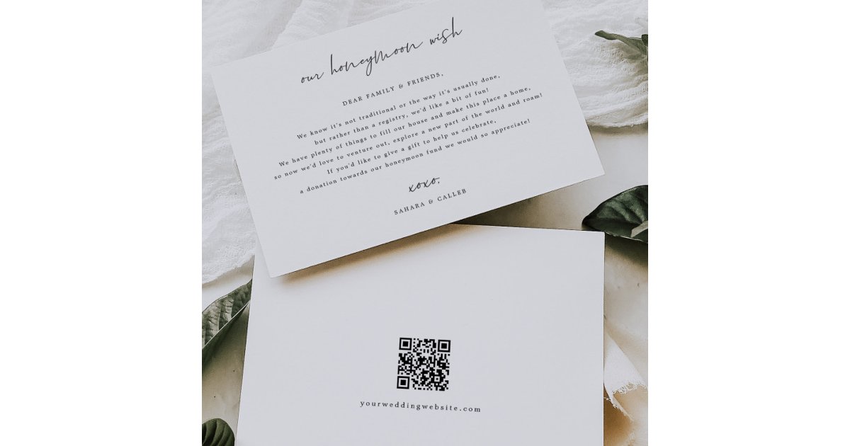 Honeymoon Wish Wedding Gift Request Enclosure Card | Zazzle