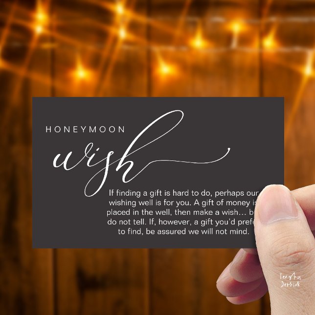 Honeymoon Wish Wishing Well, Fund, A Note On Gifts Enclosure Card (Honeymoon Fund Wishing Well, Wish, A Note On Gifts Enclosure Card in Charcoal Grey)