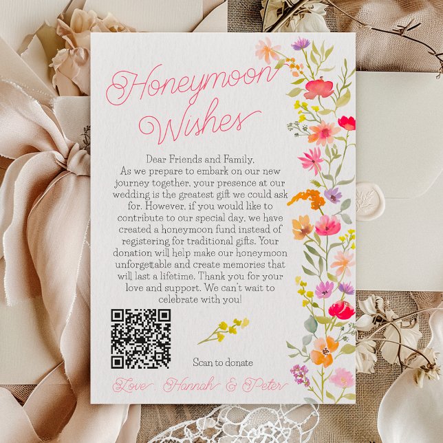 Honeymoon wishes wildflowers floral bridal shower enclosure card (Honeymoon wishes wildflowers floral bridal shower enclosure card)