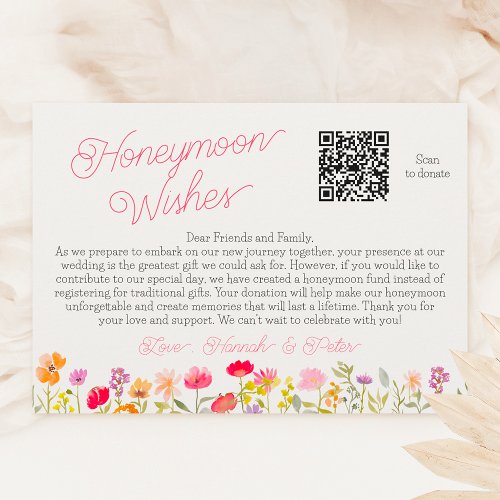 Honeymoon wishes wildflowers floral bridal shower enclosure card