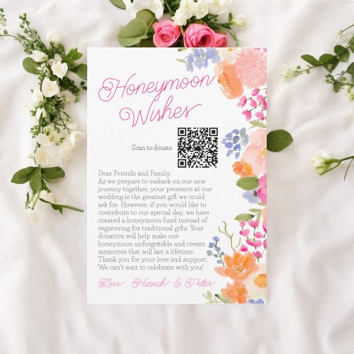 Honeymoon wishes wildflowers floral bridal shower enclosure card