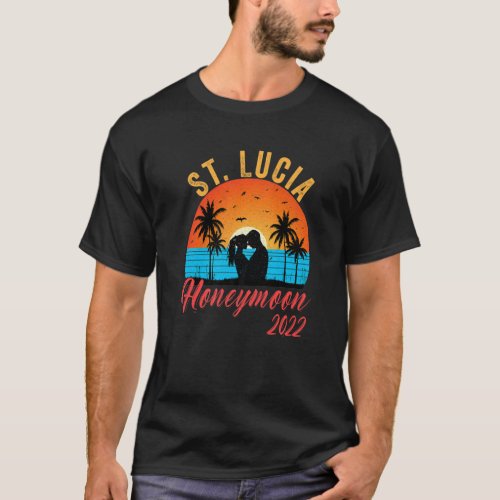 Honeymoonin Bride Groom Vintage St Lucia Honeymoo T_Shirt