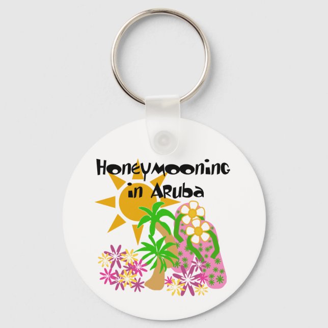 Honeymooning in Aruba Keychain (Front)