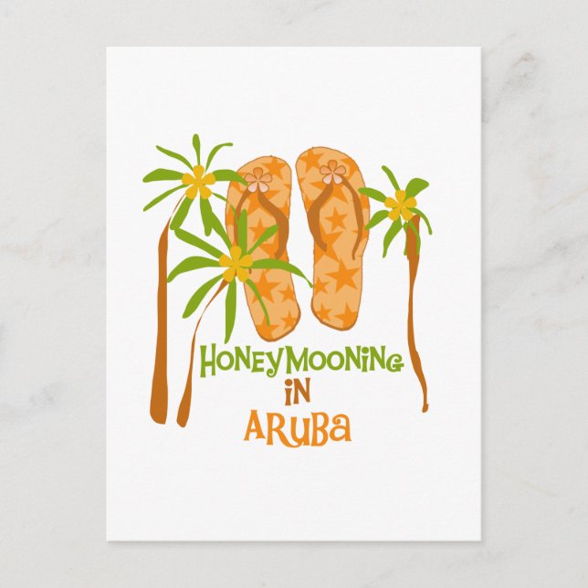 Honeymooning in Aruba Postcard (Front)