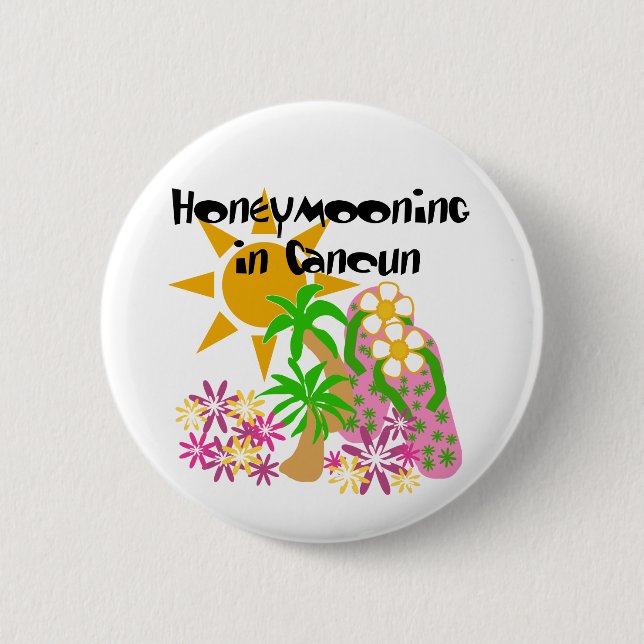 Honeymooning in Cancun Button (Front)