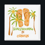 Honeymooning in Cancun Magnet<br><div class="desc">Tropical design destination honeymoon magnet with your specific honeymoon location,  can be customized on the spot with text or a name!</div>